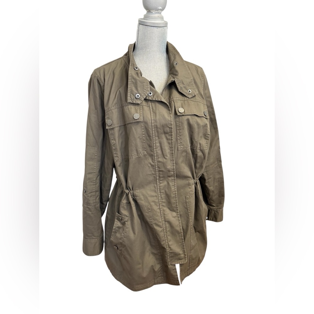 DKNY Jeans Green Khaki Utility Cargo Jacket Size 1X